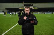 25 October 2019; Stadium announcer Michael Duffy during the SSE Airtricity League Premier Division match between Dundalk and St Patrick's Athletic at Oriel Park in Dundalk, Co Louth. Photo by Stephen McCarthy/Sportsfile