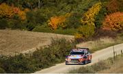 26 October 2019; theirry Neuville and Nicolas Gilsoul in their Hyundai i20 Coupe WRC during SS11 Querol of the FIA World Rally Championship RACC Catalunya in Salou, Spain. Photo by Philip Fitzpatrick/Sportsfile