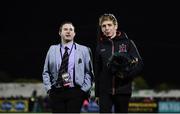 25 October 2019; Dundalk marketing & media manager Anthony Bravender, right, and media officer Darren Crawley during the SSE Airtricity League Premier Division match between Dundalk and St Patrick's Athletic at Oriel Park in Dundalk, Co Louth. Photo by Stephen McCarthy/Sportsfile