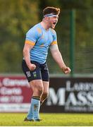 26 October 2019; Jack Dempsey of UCD celebrates after the Maxol Conroy Cup final match between University College Dublin and Trinity College Dublin at Terenure College RFC in Lakelands Park, Dublin. Photo by Eóin Noonan/Sportsfile