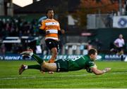 26 October 2019; Kieran Marmion of Connacht dives over to score his side's second try during the Guinness PRO14 Round 4 match between Connacht and Toyota Cheetahs at The Sportsground in Galway. Photo by Seb Daly/Sportsfile