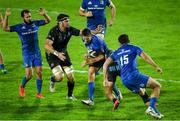 26 October 2019; Ross Byrne of Leinster is tackled by David Sisi, left, and Giulio Bisegni of Zebre during the Guinness PRO14 Round 4 match between Zebre and Leinster at the Stadio Sergio Lanfranchi in Parma, Italy. Photo by Ramsey Cardy/Sportsfile