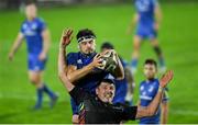 26 October 2019; Max Deegan of Leinster wins possession in the lineout from George Biagi of Zebre during the Guinness PRO14 Round 4 match between Zebre and Leinster at the Stadio Sergio Lanfranchi in Parma, Italy. Photo by Ramsey Cardy/Sportsfile
