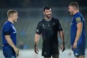 26 October 2019; Mick Kearney of Zebre in conversation with James Tracy, left, and Ross Molony of Leinster following the Guinness PRO14 Round 4 match between Zebre and Leinster at the Stadio Sergio Lanfranchi in Parma, Italy. Photo by Ramsey Cardy/Sportsfile