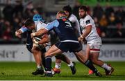 25 October 2019; Sean Reidy of Ulster tackled by Scott Andrews of Cardiff Blues during the Guinness PRO14 Round 4 match between Ulster and Cardiff Blues at Kingspan Stadium in Belfast. Photo by Oliver McVeigh/Sportsfile