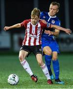 22 October 2019; Ciaron Harkin of Derry City in action against Jamie Lennon of St Patrick's Athletic during the SSE Airtricity League Premier Division match between Derry City and St Patrick's Athletic at Ryan McBride Brandywell Stadium in Derry. Photo by Oliver McVeigh/Sportsfile