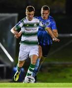 18 October 2019; Brandon Kavanagh of Shamrock Rovers and Jack Keaney of UCD during the SSE Airtricity League Premier Division match between UCD and Shamrock Rovers at The UCD Bowl in Belfield, Dublin. Photo by Ben McShane/Sportsfile