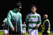 18 October 2019; Aaron Greene, left, and Graham Cummins of Shamrock Rovers following the SSE Airtricity League Premier Division match between UCD and Shamrock Rovers at The UCD Bowl in Belfield, Dublin. Photo by Ben McShane/Sportsfile