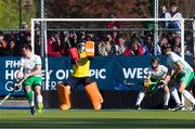 26 October 2019; Ireland goalkeeper David Fitzgerald makes a save during the FIH Men's Olympic Qualifier match between Canada and Ireland at Rutledge Field, in West Vancouver, British Columbia, Canada. Photo by Darryl Dyck/Sportsfile
