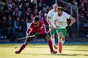 26 October 2019; Sukhi Panesar of Canada in action against Chris Cargo of Ireland during the FIH Men's Olympic Qualifier match between Canada and Ireland at Rutledge Field, in West Vancouver, British Columbia, Canada. Photo by Darryl Dyck/Sportsfile