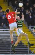 27 October 2019; Diarmuid O'Connor of St Brendan's contests a high ball with Liam Kearney of East Kerry during the Kerry County Senior Club Football Championship semi-final match between St Brendan's and East Kerry at Fitzgerald Stadium in Killarney, Kerry. Photo by Brendan Moran/Sportsfile