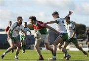 27 October 2019; Michael Monaghan of Garrycastle in action against Denis McGoldrick and Niall Farrelly of Killoe Emmet Og during the AIB GAA Football Leinster Senior Club Championship Round 1 match between Garrycastle and Killoe Emmet Og at TEG Cusack Park in Mullingar, Westmeath. Photo by Michael P Ryan/Sportsfile