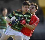 27 October 2019; Fergal Barry of St Brendan's is tackled by Brian O'Donoghue of East Kerry during the Kerry County Senior Club Football Championship semi-final match between St Brendan's and East Kerry at Fitzgerald Stadium in Killarney, Kerry. Photo by Brendan Moran/Sportsfile