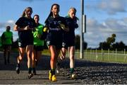 27 October 2019; Hannah O'Neill, 9, of Foxrock-Cabinteely with team--mates ahead of the Leinster Ladies Football Senior Club Championship Final match between Foxrock-Cabinteely and Sarsfields at Coralstown-Kinnegad GAA in Kinnegad, Co. Westmeath. Photo by Ben McShane/Sportsfile