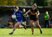 27 October 2019; Kelly Ann Hogan of Ballymacarbry in action against Roisin O'Sullivan of Mourneabbey during the Munster Ladies Football Senior Club Championship Final match between Ballymacarbry and Mourneabbey at Galtee Rovers GAA Club, in Bansha, Tipperary. Photo by Harry Murphy/Sportsfile