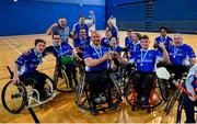 27 October 2019; Munster players celebrate after defeating Leinster during the M.Donnelly GAA Wheelchair Hurling All-Ireland Finals at National Indoor Arena in Abbotstown, Dublin. Photo by David Fitzgerald/Sportsfile