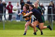 27 October 2019; Lauramarie Maher of Sarsfields is tackled by Emma McDonagh of Foxrock-Cabinteely during the Leinster Ladies Football Senior Club Championship Final match between Foxrock-Cabinteely and Sarsfields at Coralstown-Kinnegad GAA in Kinnegad, Co. Westmeath. Photo by Ben McShane/Sportsfile