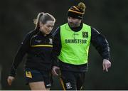 27 October 2019; Mourneabbey manager Shane Ronayne speaks with Eimear Harrington of Mourneabbey during the Munster Ladies Football Senior Club Championship Final match between Ballymacarbry and Mourneabbey at Galtee Rovers GAA Club, in Bansha, Tipperary. Photo by Harry Murphy/Sportsfile