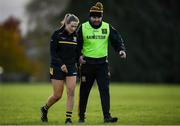 27 October 2019; Mourneabbey manager Shane Ronayne speaks with Eimear Harrington of Mourneabbey during the Munster Ladies Football Senior Club Championship Final match between Ballymacarbry and Mourneabbey at Galtee Rovers GAA Club, in Bansha, Tipperary. Photo by Harry Murphy/Sportsfile