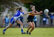 27 October 2019; Roisin O'Sullivan of Mourneabbey in action against Karen McGrath of Ballymacarbry during the Munster Ladies Football Senior Club Championship Final match between Ballymacarbry and Mourneabbey at Galtee Rovers GAA Club, in Bansha, Tipperary. Photo by Harry Murphy/Sportsfile