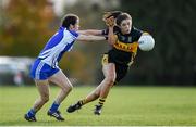 27 October 2019; Ciara O'Sullivan of Mourneabbey in action against Treasa McGrath of Ballymacarbry during the Munster Ladies Football Senior Club Championship Final match between Ballymacarbry and Mourneabbey at Galtee Rovers GAA Club, in Bansha, Tipperary. Photo by Harry Murphy/Sportsfile