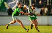 27 October 2019; Con Kavanagh of Sarsfields is tackled by Cian O'Connor of Moorefield during the Kildare County Senior Club Football Championship Final Replay match between Moorefield and Sarsfields at St Conleth's Park in Newbridge, Kildare. Photo by Eóin Noonan/Sportsfile
