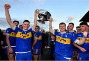27 October 2019; Ben Wyer, left, and Seán Brazil of Ratoath celebrate with the trophy following their side's victory during the Meath County Senior Club Football Championship Final match between Ratoath and Summerhill at Páirc Tailteann in Navan, Co Meath. Photo by Seb Daly/Sportsfile