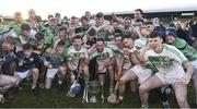 27 October 2019; The Ballyhale Shamrocks squad and captain Michael Fennelly celebrate with the Tom Walsh cup after the Kilkenny Senior Hurling Club Championship Final match between James Stephens and Ballyhale Shamrocks at UPMC Nowlan Park in Kilkenny. Photo by Ray McManus/Sportsfile