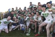 27 October 2019; The Ballyhale Shamrocks squad and captain Michael Fennelly celebrate with the Tom Walsh cup after the Kilkenny Senior Hurling Club Championship Final match between James Stephens and Ballyhale Shamrocks at UPMC Nowlan Park in Kilkenny. Photo by Ray McManus/Sportsfile