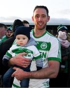 27 October 2019; The Ballyhale Shamrocks captain Michael Fennelly with his nine month old son Teddy after the Kilkenny Senior Hurling Club Championship Final match between James Stephens and Ballyhale Shamrocks at UPMC Nowlan Park in Kilkenny. Photo by Ray McManus/Sportsfile