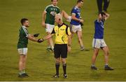 27 October 2019; Referee Jimmy White shaking hands with Seaghan Ferr of Gaoth Dobhair after a draw in the Donegal County Senior Club Football Championship Final Replay match between Gaoth Dobhair and Naomh Conaill at Mac Cumhaill Park in Ballybofey, Donegal. Photo by Oliver McVeigh/Sportsfile