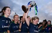 27 October 2019; Foxrock-Cabinteely players celebrate with the cup following the Leinster Ladies Football Senior Club Championship Final match between Foxrock-Cabinteely and Sarsfields at Coralstown-Kinnegad GAA in Kinnegad, Co. Westmeath. Photo by Ben McShane/Sportsfile