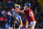 27 October 2019; Pauric O'Keeffe of St Anne's and Mikey Coleman of St Martin's tussle during the Wexford County Senior Club Hurling Championship Final between St Martin's and St Anne's at Innovate Wexford Park in Wexford. Photo by Stephen McCarthy/Sportsfile
