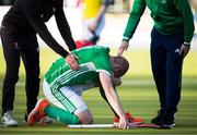 27 October 2019; Eugene Magee of Ireland is consoled after losing to Canada in a shootout during the FIH Men's Olympic Qualifier match at Rutledge Field, in West Vancouver, British Columbia, Canada. Photo by Darryl Dyck/Sportsfile