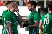 27 October 2019; Eugene Magee of Ireland, left, and Jonathan Bell react after losing to Canada in a shootout during the FIH Men's Olympic Qualifier match at Rutledge Field, in West Vancouver, British Columbia, Canada. Photo by Darryl Dyck/Sportsfile
