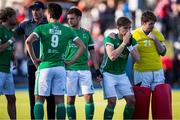 27 October 2019; Ireland players react after losing to Canada in a shootout during the FIH Men's Olympic Qualifier match at Rutledge Field, in West Vancouver, British Columbia, Canada. Photo by Darryl Dyck/Sportsfile