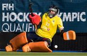 27 October 2019; 27 October 2019; Ireland goalkeeper David Fitzgerald allows a goal to Scott Tupper of Canada during a penalty shot to tie the aggregate score with no time left during the second half of the FIH Men's Olympic Qualifier match at Rutledge Field, in West Vancouver, British Columbia, Canada. The goal forced a shootout where Ireland was defeated by Canada. Photo by Darryl Dyck/Sportsfile