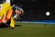 27 October 2019; Ireland goalkeeper David Fitzgerald allows a shootout goal to Gordon Johnston of Canada during the FIH Men's Olympic Qualifier match at Rutledge Field, in West Vancouver, British Columbia, Canada. Photo by Darryl Dyck/Sportsfile