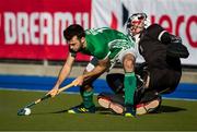 27 October 2019; John McKee of Ireland scores a shootout goal against Canada goalkeeper David Carter during the FIH Men's Olympic Qualifier match at Rutledge Field, in West Vancouver, British Columbia, Canada. Photo by Darryl Dyck/Sportsfile