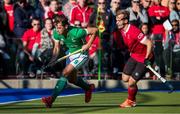 27 October 2019; Matthew Nelson of Ireland controls the ball in front of Gordon Johnston of Canada during the second half of the FIH Men's Olympic Qualifier match at Rutledge Field, in West Vancouver, British Columbia, Canada. Photo by Darryl Dyck/Sportsfile