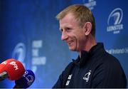 28 October 2019; Head coach Leo Cullen during a Leinster Rugby press conference at Leinster Rugby Headquarters in UCD, Dublin. Photo by Ramsey Cardy/Sportsfile