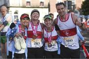 27 October 2019; Runners from from Galway City Harriers A.C., from left,  Marie Sheil, Mary Kealy, Bridget Jacobsen and Tom Breen, following today’s 2019 KBC Dublin Marathon. 22,500 runners took to the Fitzwilliam Square start line today to participate in the 40th running of the KBC Dublin Marathon, making it the fifth largest marathon in Europe. Photo by Ramsey Cardy/Sportsfile