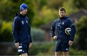 28 October 2019; Head coach Leo Cullen, left, and Ross Byrne during Leinster Rugby squad training at Rosemount in UCD, Dublin. Photo by Ramsey Cardy/Sportsfile