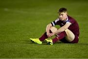 28 October 2019; Calym Crowe of Galway United dejected following the SSE Airtricity Under-19 League Final match between Galway United and Waterford United at Eamonn Deacy Park in Galway. Photo by Sam Barnes/Sportsfile