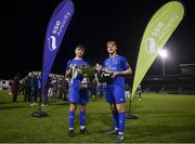 28 October 2019; Dean Beresford of Waterford United, with the Dr Tony O'Neill Perpertual Cup, left, and Player of the Match Alex Phelan of Waterford following the SSE Airtricity Under-19 League Final match between Galway United and Waterford at Eamonn Deacy Park in Galway. Photo by Sam Barnes/Sportsfile