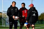 29 October 2019; New Munster forwards coach Graham Rowntree, left, with head coach Johann van Graan and defence coach JP Ferreira, right, during Munster Rugby squad training at University of Limerick in Limerick. Photo by Brendan Moran/Sportsfile
