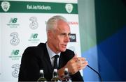 29 October 2019; Republic of Ireland manager Mick McCarthy during his squad announcement press conference at SSE Airtricity Headquarters in Leopardstown, Dublin. Photo by Stephen McCarthy/Sportsfile