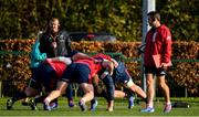 29 October 2019; New Munster forwards coach Graham Rowntree and head coach Johann van Graan, right, during Munster Rugby squad training at University of Limerick in Limerick. Photo by Brendan Moran/Sportsfile