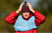 29 October 2019; Nick McCarthy puts on a training bib during Munster Rugby squad training at University of Limerick in Limerick. Photo by Brendan Moran/Sportsfile