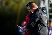 29 October 2019; New Munster forwards coach Graham Rowntree, right, with head coach Johann van Graan during Munster Rugby squad training at University of Limerick in Limerick. Photo by Brendan Moran/Sportsfile